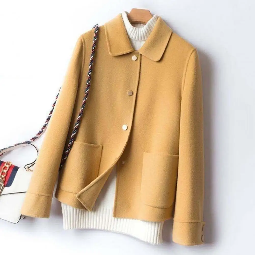 

Women Casual Jacket Long-sleeved Coat Thickened Double-sided Lapel Women's Winter Coat Loose Fit Single-breasted for Lady