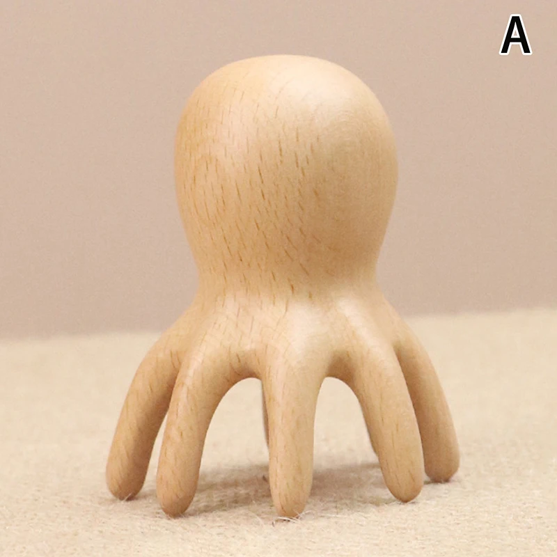 Massage Brush Sandalwood Octopus Massage Comb Head Meridian Scraping Scalp Acupuncture SPA Gua Sha Massage Comb Fatigue Relief