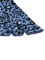 Plus Size Blue Leopard Print Bodycon Midi Dress V Neck Long Sleeve Lace up Ruffle Hem Women's Party Evening Wear - Image 6