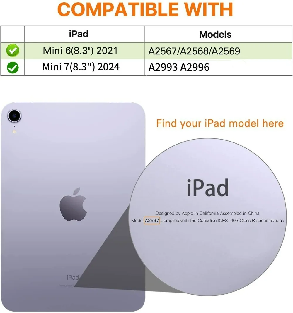 Premium Magnetic Detachable Cover for iPad Mini 7 - 8.3 Inch