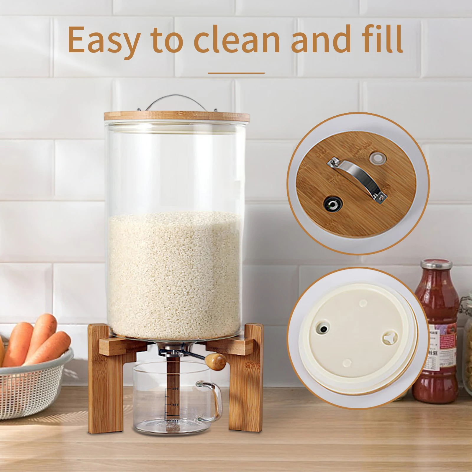 Flour And Cereal Container 5L/7.5L Rice Dispenser Creative Glass Food Storge For Kitchen Organization 2