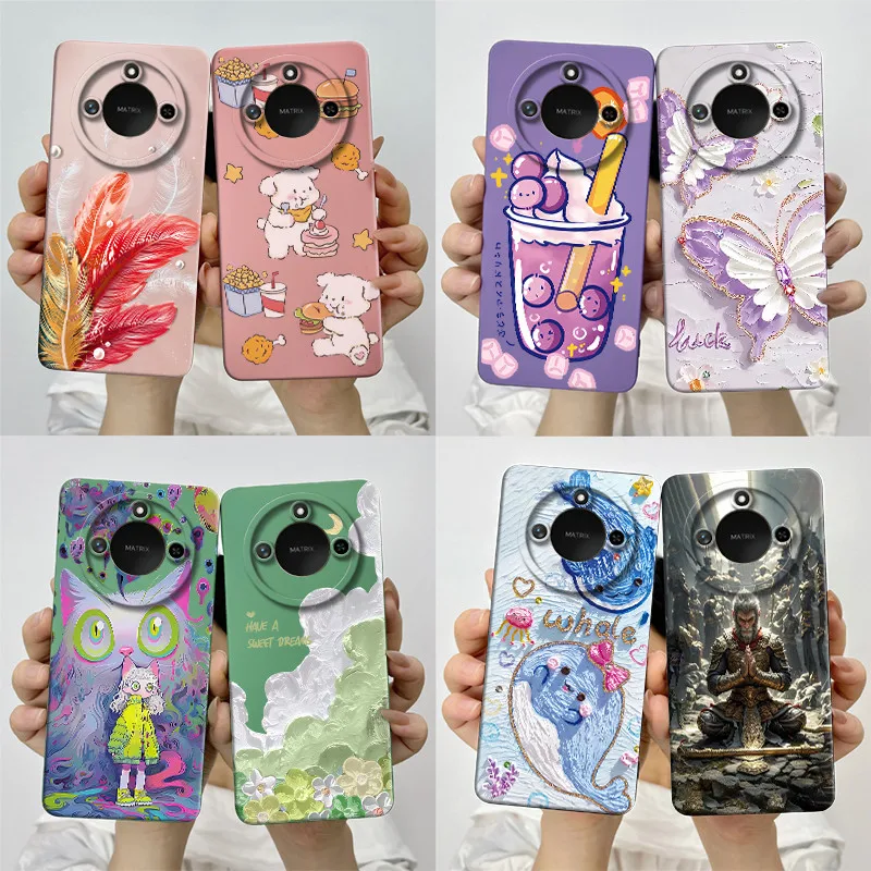 Sweet Painted Silicone Phone Case - Fashion Cartoon Design, Protective & Stylish