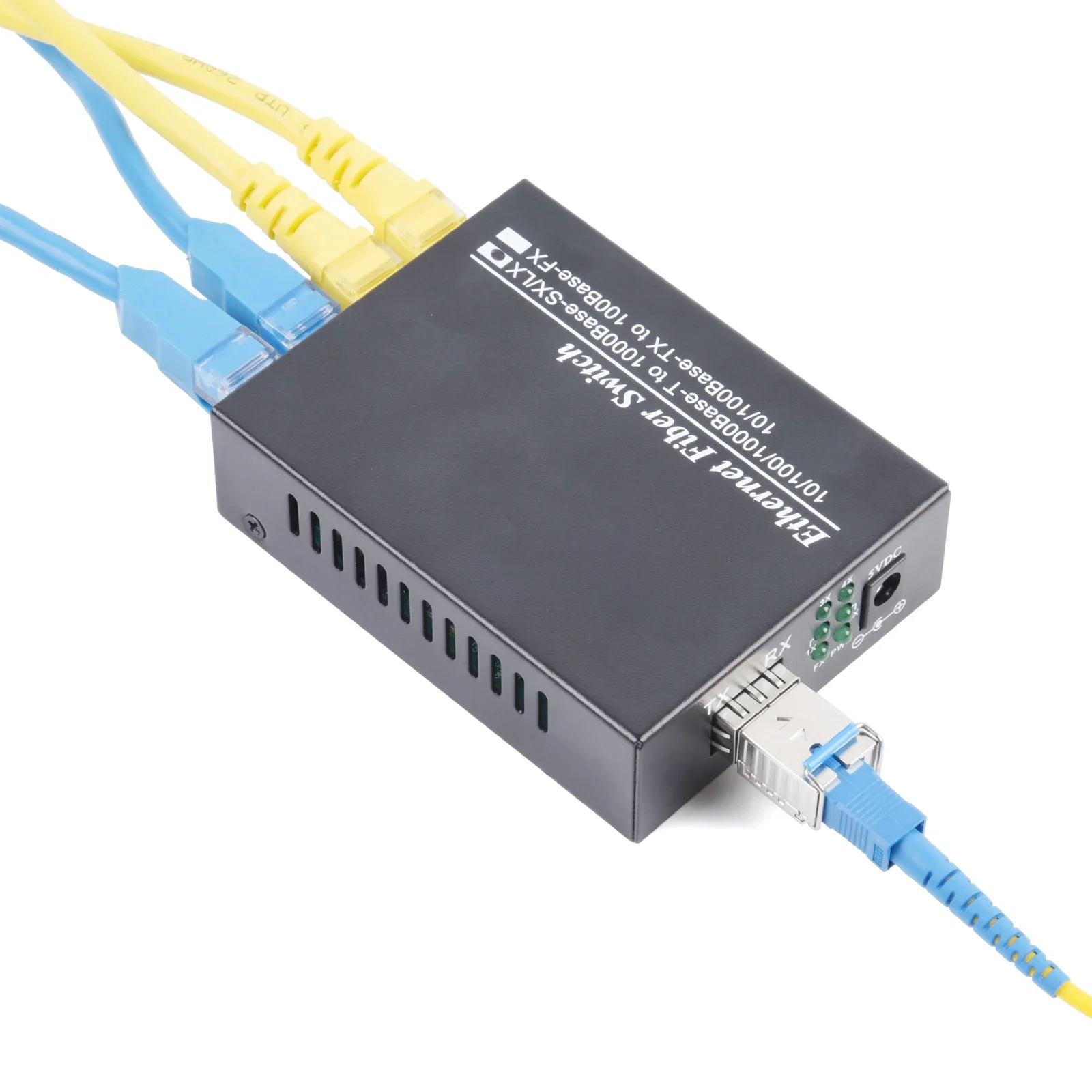 1PCS Gigabit SFP Media Converter 1 SFP to 4 RJ45 Transceiver 10/100/1000M Fiber Optic Switch With 3KM/20KM LC/SC SFP Module