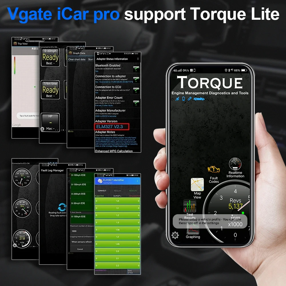 Vgate iCar Pro elm327 V2.3 OBD 2 OBD2 strumenti diagnostici per auto WIFI Bluetooth 4.0 per Android/IOS BT3.0 per Scanner per auto Android ODB2