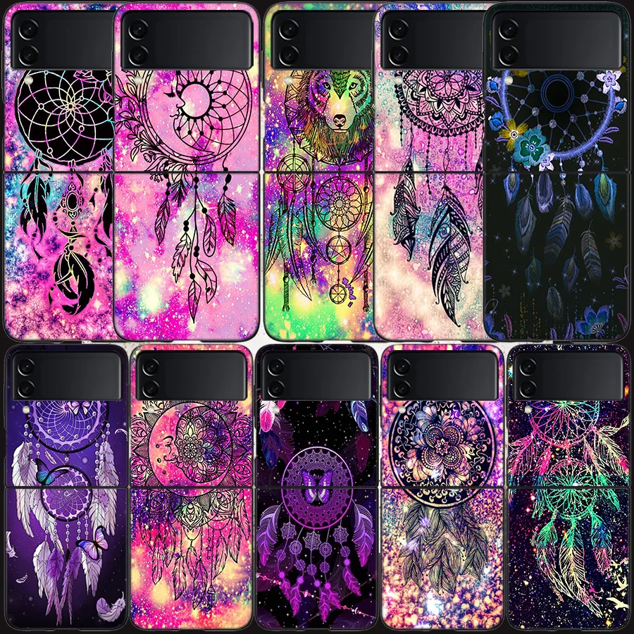 Custodia Per Carte Da Parati Color Dreamcatcher Per Samsung Galaxy Z Flip 3 Flip 5 4 5G Cover Rigida Nera Per Cellulare Samsung Z Flip 5 5G Luxur