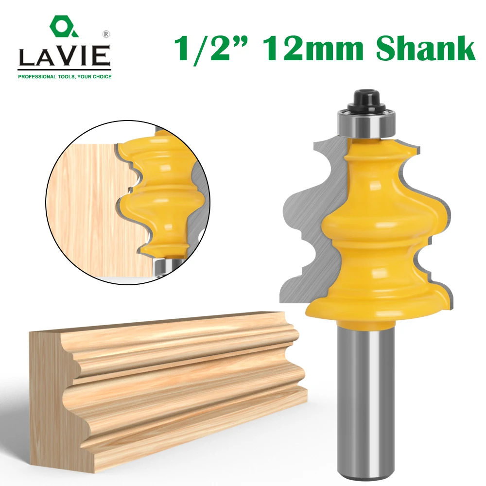 

LAVIE 1pc 12mm1/2 Inch Shank Architectural Molding Line Router Bit Woodworking Crown Milling Cutter for Wood Bit Face Mill 03081