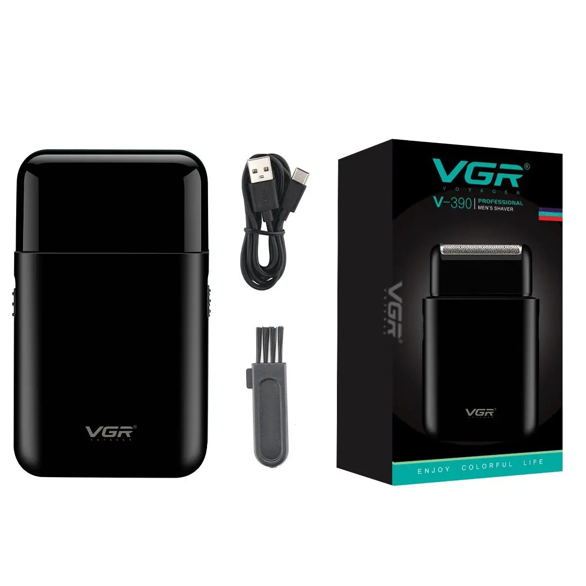VGR 390 mini single blade cordless beard trimmer razor rechargeable foil electric face body shaver for men 3
