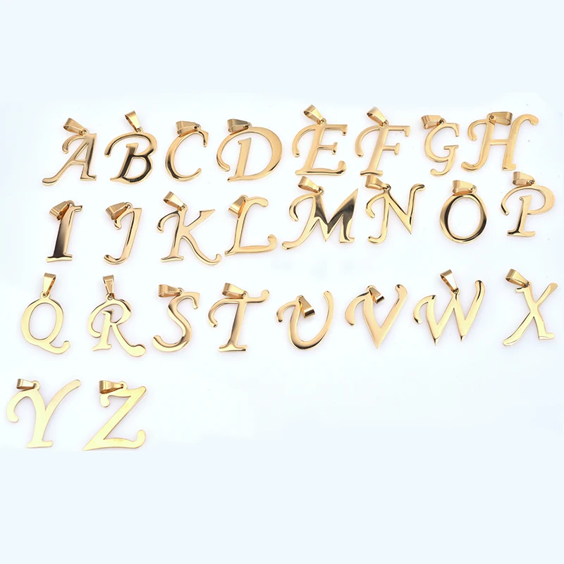 

Wholesale 26pcs Big Letters Charm Pendant DIY Necklace Accessories A-Z Alphabet Pendants Stainless Steel Jewelry Making Supplies