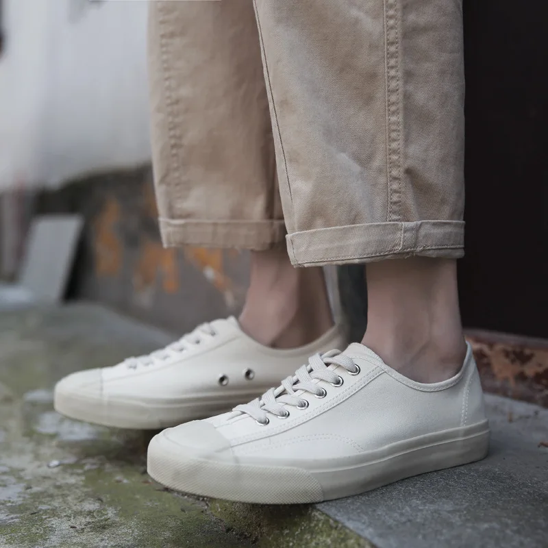 Japan Okayama Japanese canvas shoes men and women Yamamoto style retro Kurume vintage vulcanized shoes 4