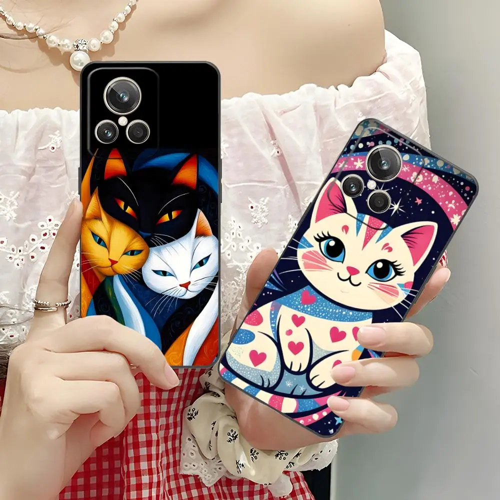 Charming Cat Design Matte TPU Phone Case with Colorful Printing