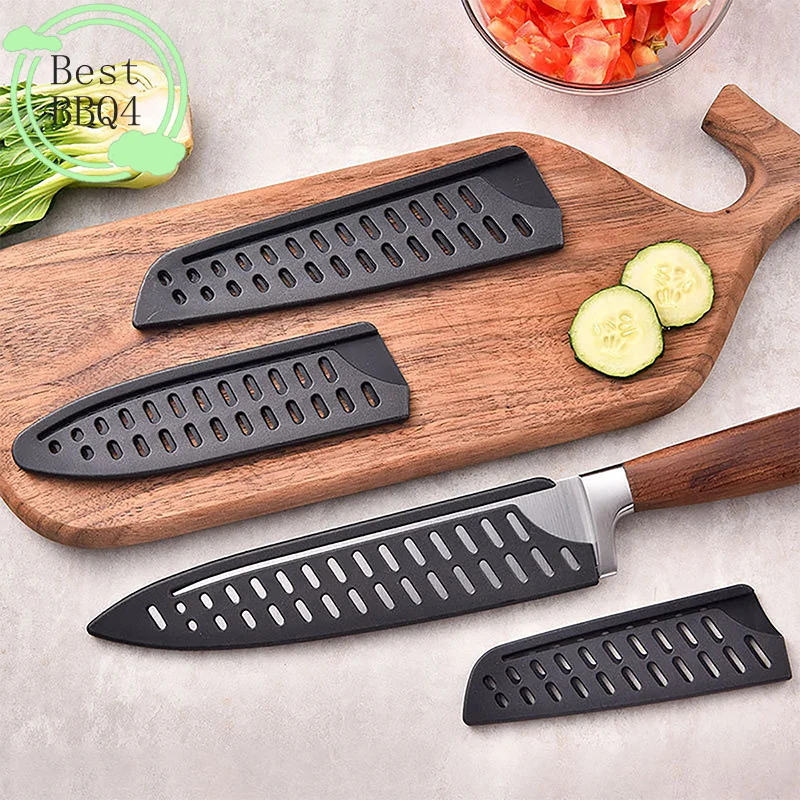 BBQ4 주방칼 칼집 검정 플라스틱 칼날 보호 커버 엣지 가드 케이스 뼈 제거 ..