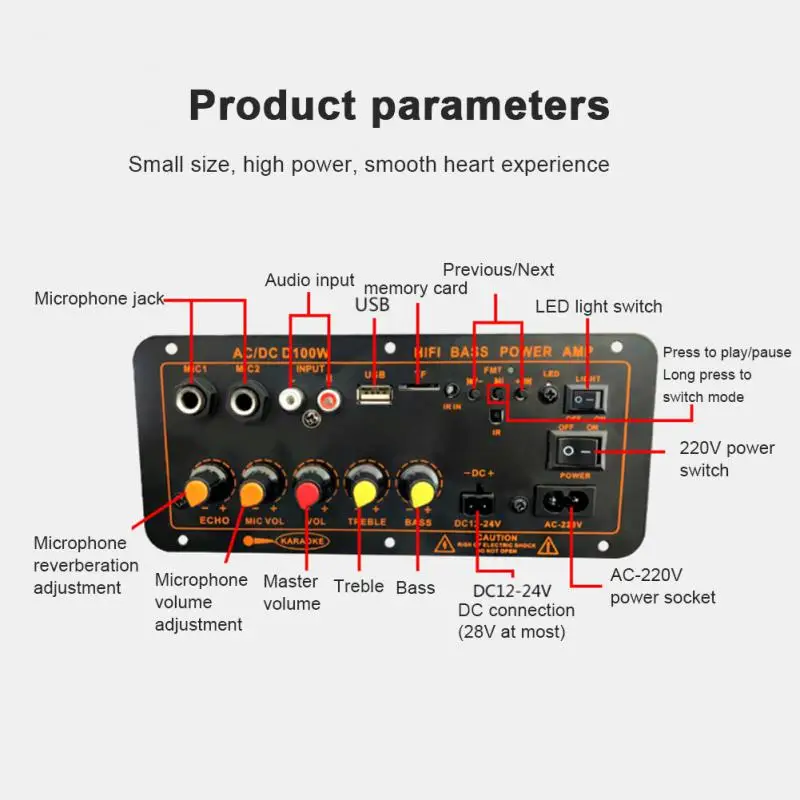 Kaufe 200W AC 220V 12V 24V Digitale Bluetooth Stereo Verstärker Bord  Subwoofer Dual Mikrofon Karaoke Verstärker für 8-12 zoll Lautsprecher