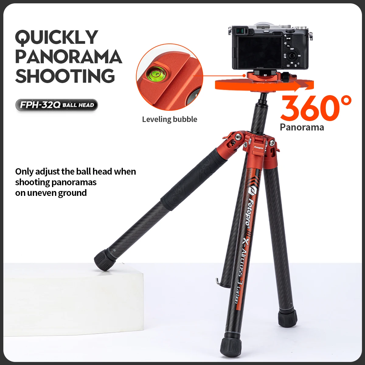 Fotopro Inverted Ball Head with Flip Lock Design Lightweight Panoramic Tripod Ball Head for X-Aircross 3 Lite