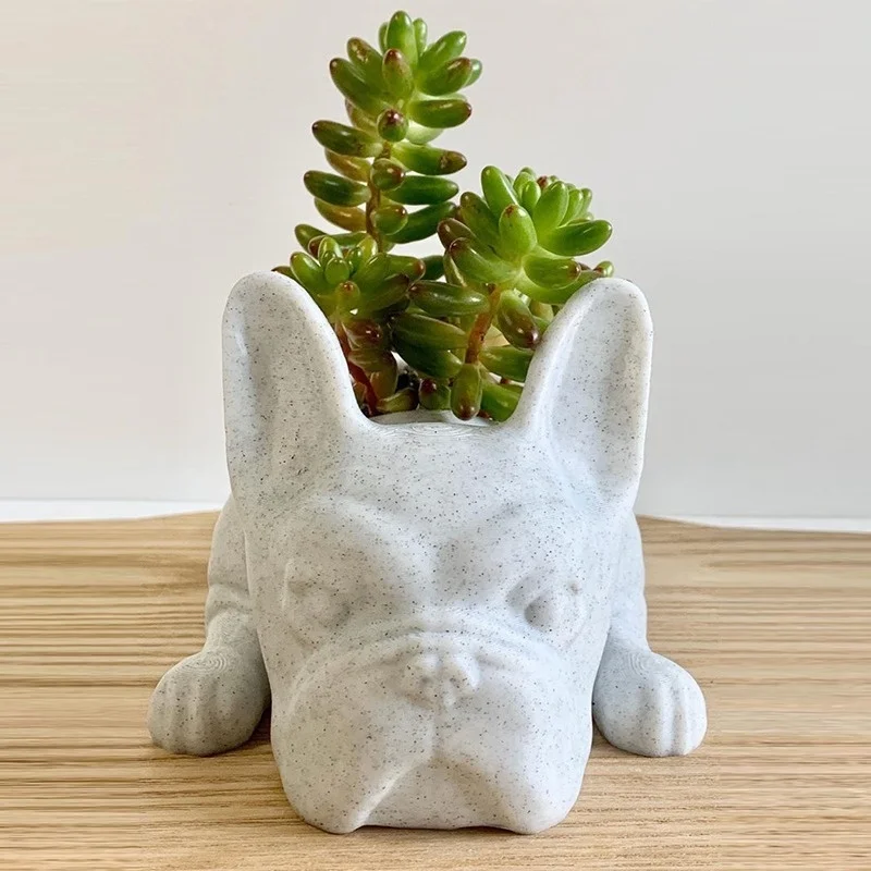1 Pcs The Puppy Statue Planter Resin Ornament Succulents Flower Pot Home Office Desktop Garden Decoration 10x5x3.5cm