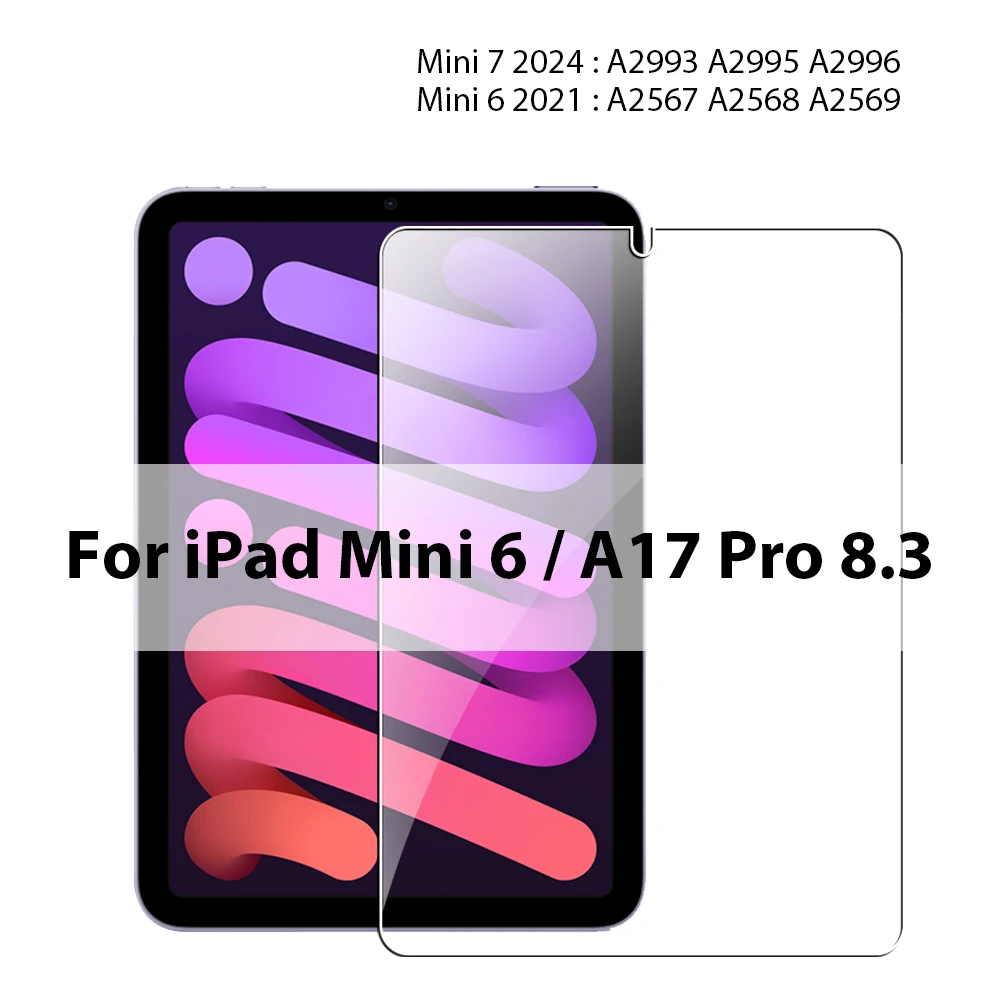 Tempered Glass Screen Protector For Ipad Pro 13 11th M5 M4 2025 12.9 A16 Air 11 5 4 M3 M2 10 9 9th 10th Generation Mini 7 6 Film