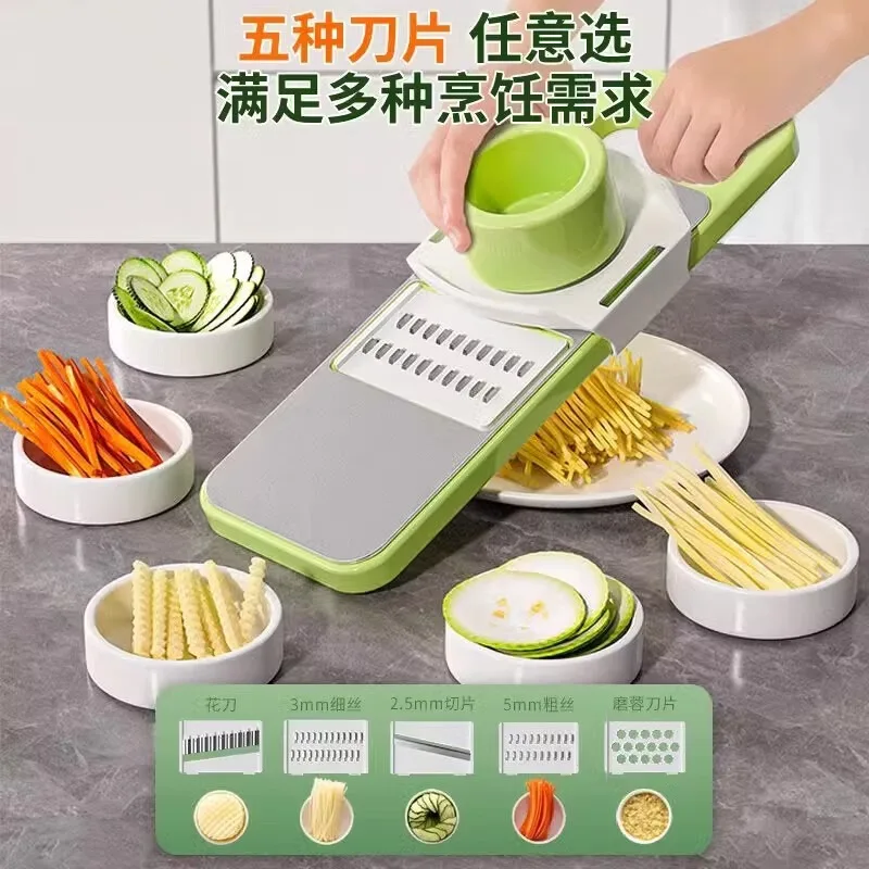 Multi-Functional Stainless Steel Wire Cutter Household Kitchen Vegetable Cutter Wire Cucumber Potato Grater Chopper