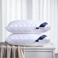 100% Cotton Pillow Hotel Pillows Bedroom Bed Sleep Cervical Pillow Middle-High Pillow Core Frosted Thickened Cover Wash Machine 1