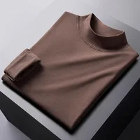 Double-Sided German Velvet Men's T-irt Long Sve f High Collar Inner Wear Base irt Warm Trendy Autumn Winter Clothing