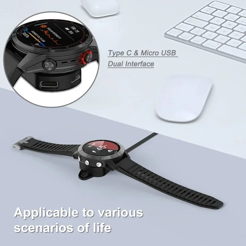 Wanme Adattatore Caricatore Garmin - Stazione Ricarica USB-C E Micro USB Per Orologi Garmin Forerunner E Venu