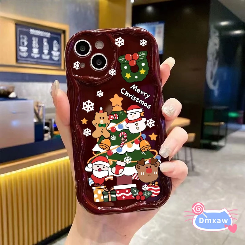 Per Oppo Reno 11 10 9 8 8T 7Z 5G 7 Pro Plus 8Z Lite Se Custodia Per Telefono Merry Christmas Tree Babbo Natale Red Cover