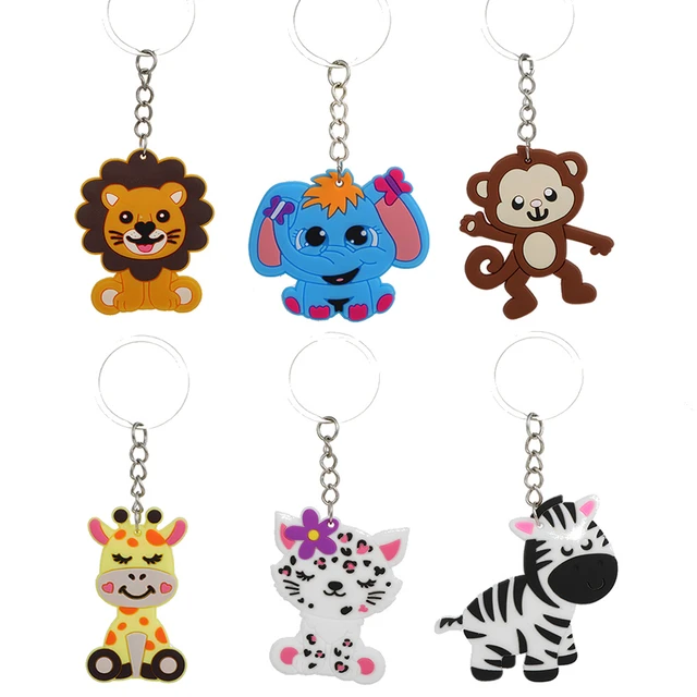 Wholesale Silicone Keychains Cute Cartoon Animal Dog Cat Lion Monkey  Elephant Key Rings For Kids Birthday Party Promotion Gift - AliExpress