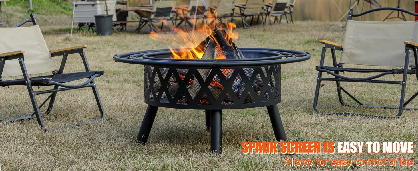 EcoNook 36 Inch Wood Burning Fire Pit with 2 Loops
