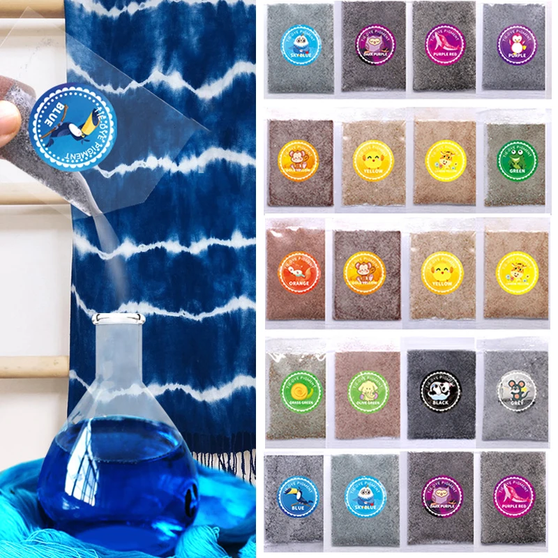 10gBag24ColorsFabricDyePigmentDyestuffDyeForClothingTextile