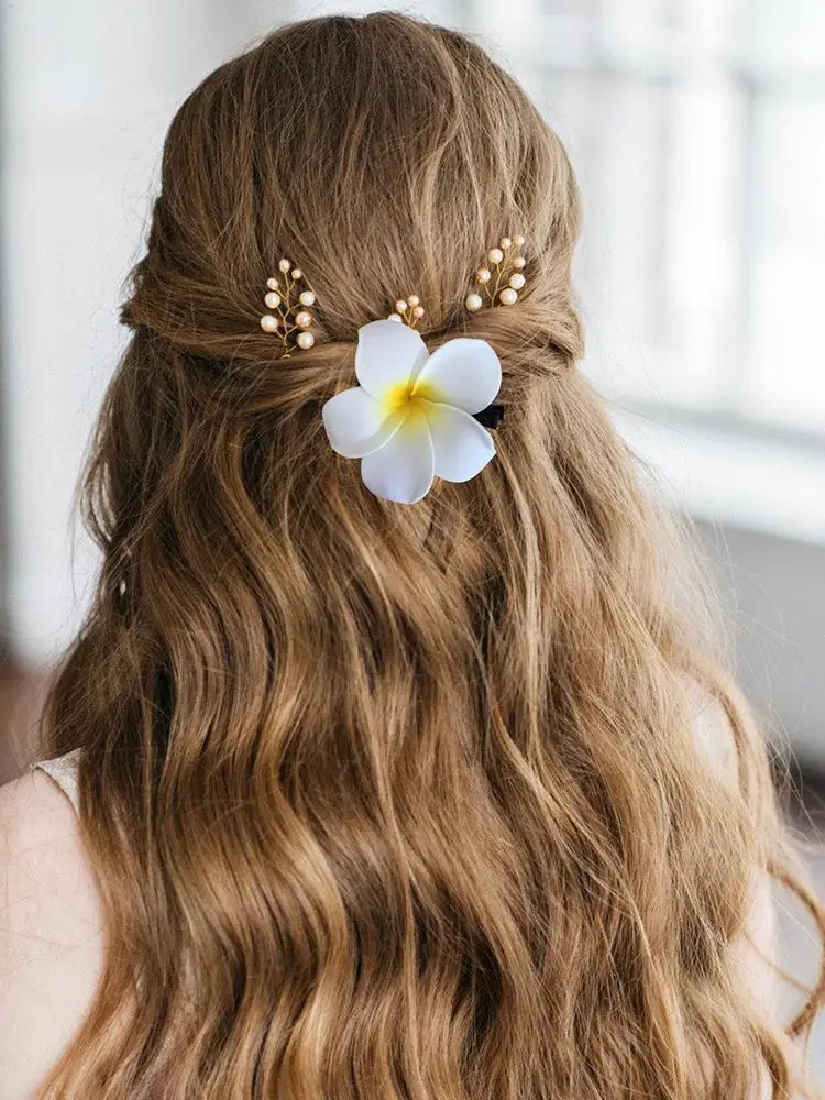 Plumeria Haarspange Frangipani Haarklammer für Hochzeiten Niedliche Plumeria-Blumen Haarclips Kleine Frangipani Haaraccessoires Clips – Detail 6