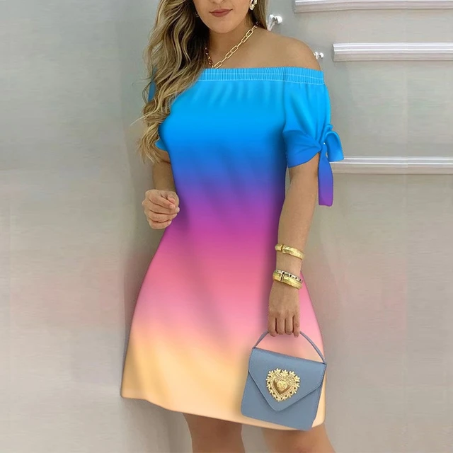 Finjani-Vestido feminino com estampa vertical listrada, gola V, vestidos de  manga curta, verão, novo, 2023 - AliExpress