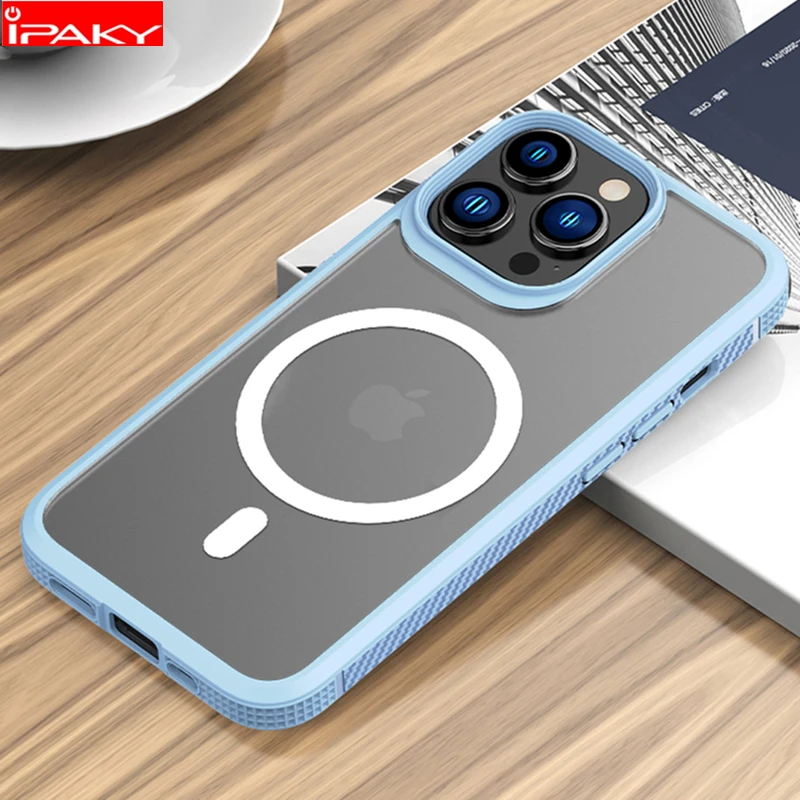 Магнитный Чехол IPAKY для iPhone 13 Pro дюймов бампер из углеродного волокна матовый