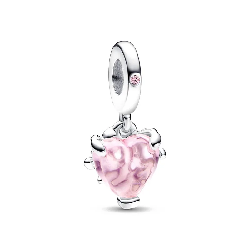 New Pink Heart Family Tree Pendant happy tree Charms house Beads Fit Original Bracelet Accessories 925 Silver Women Jewelry Gift 3