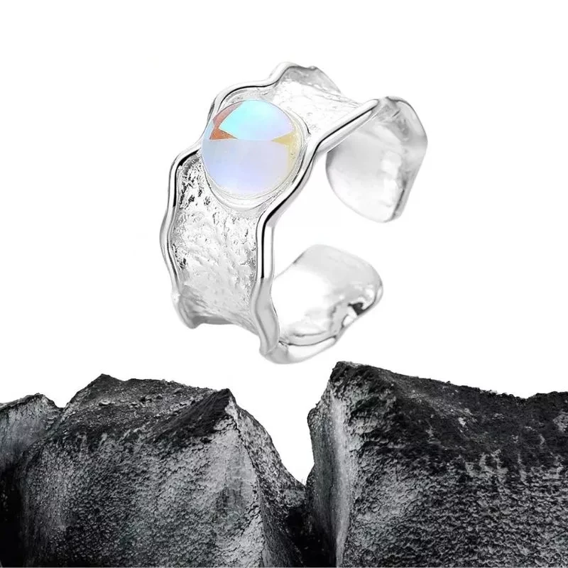 Adjustable Open Natural Moonstone Rings For Women Dating Fine Gothic Style Party Jewelry Teens Cool Gift Fit Valentines Day finger rings,fashion rings,fashion ring,crystal rings,stone rings
