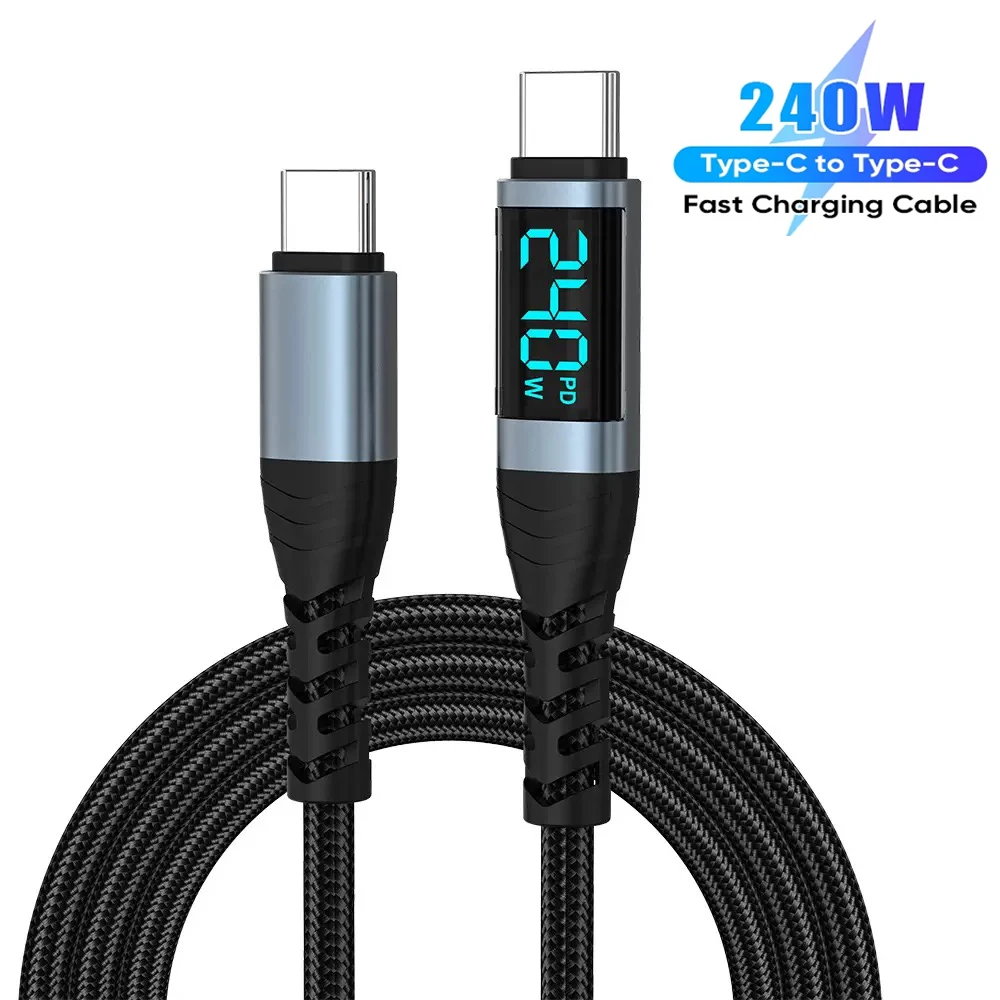 240W Mobile Phone Data USB-C to USB-C Cable With Digital Display