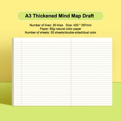 A3 Thickened Tearable Draft Notebook - Perfect for Mind Mapping & Student Writing (A2)