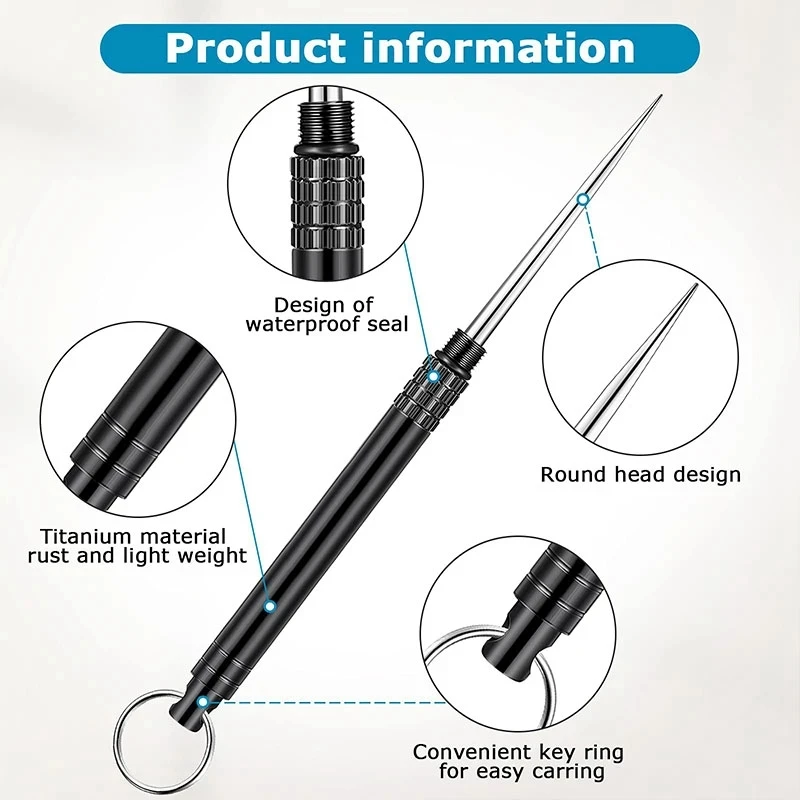 Titanium Outdoor EDC Portable Multi-Purpose Toothpick Bottle Fruit Fork Camping Tool Toothpick Tube 1PCS Random color