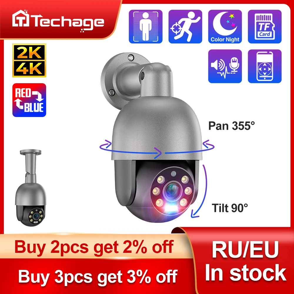 Techage 4MP 5MP 8MP PTZ Security POE IP Camera CCTV Surveillance 4K