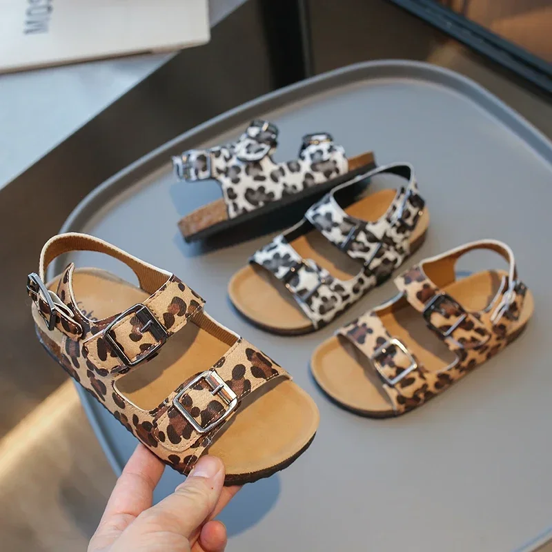 Fashion Kids Summer Sandals for Boys Girls Medium Big Children Beach Sandals Open Toes Leopard Prints Classic Buckle kids shoes children sandals kids sandals beach shoes