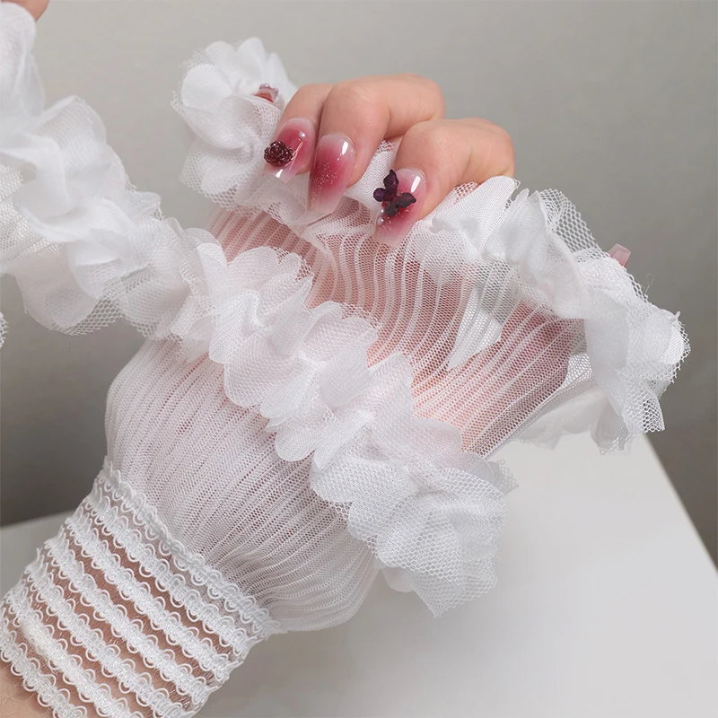 Attrezzatura fotografica per unghie Polso a rete corta Maniche finte Manicure Polsino falso decorativo Articolo in tulle Nail art Scatta foto di sfondo - immagine 3