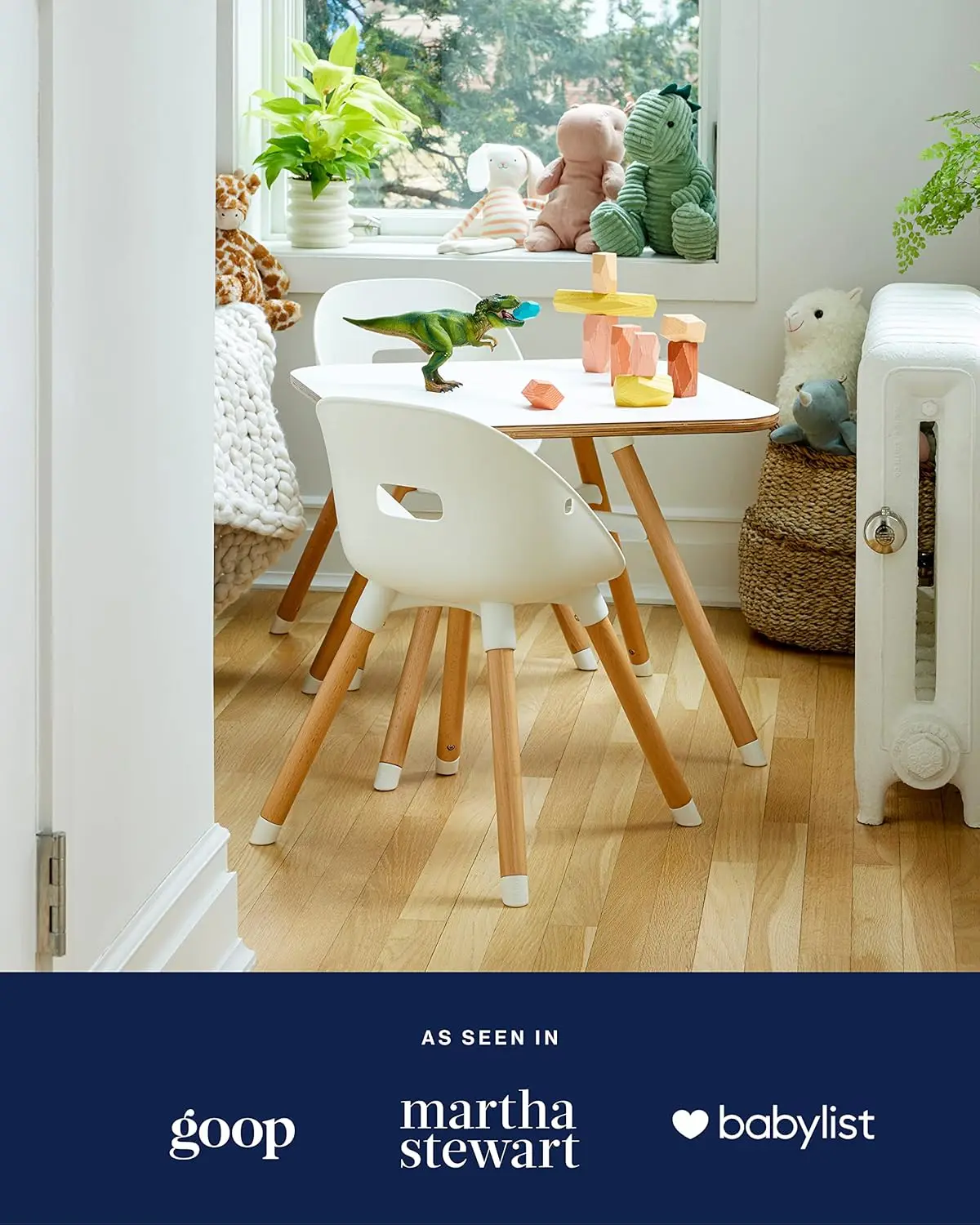 Lalo The Play Kit, Kids Table And Chairs Set With Sustainably Sourced Wood Kids Table & Set Of 2 Non-Toxic Bucket Seat Kids