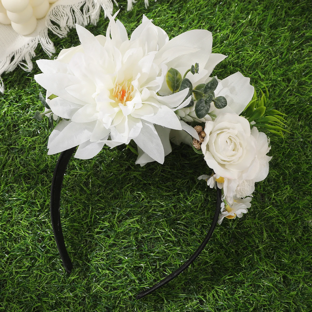 Frühlings-Rosen-Blumenkronen, Haarbänder, romantische Blumengirlanden für Braut, Hochzeit, Frauen, stimulierte Blumenkränze, Stirnband für Mädchen – Detail 8