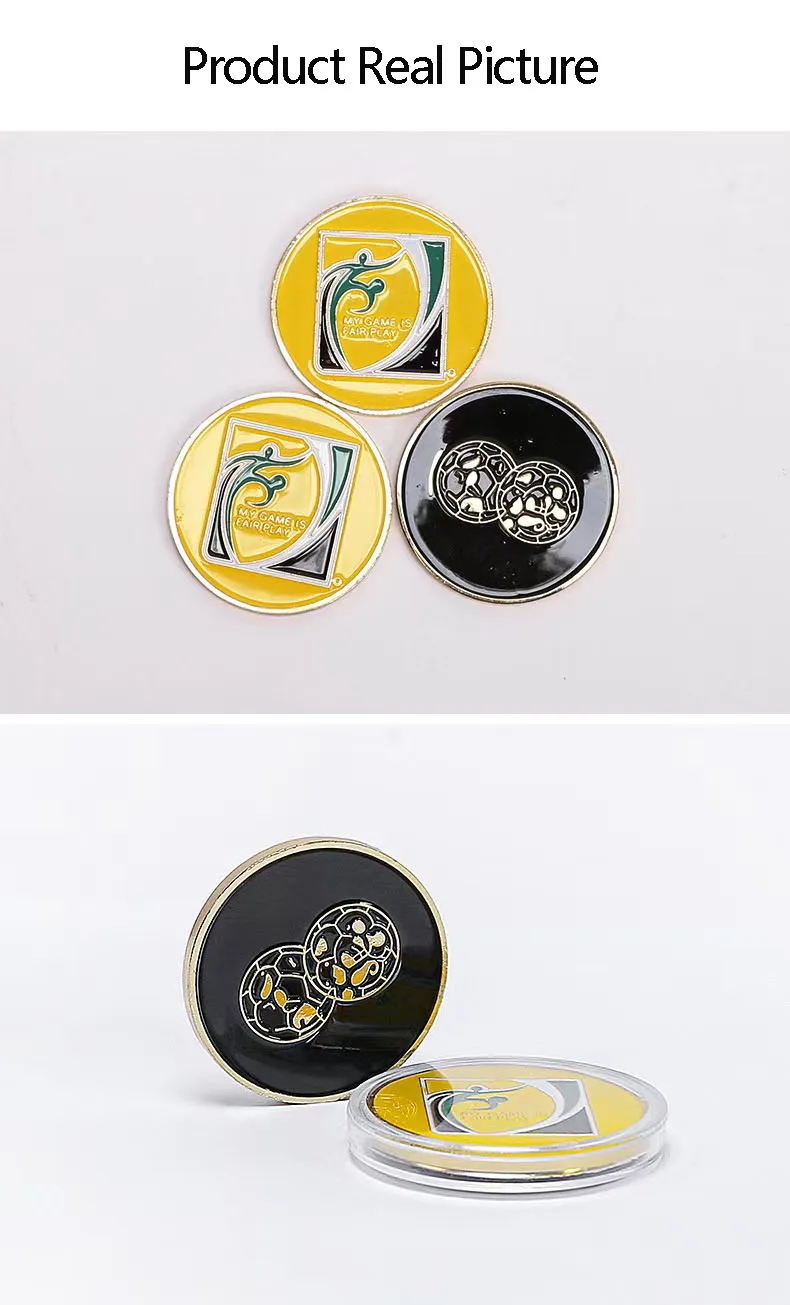 Description Picture 5 of itemFootball Referee Side Toss Coin Alloy Judging Tools Soccer Pick Edge Finder Coin Professional Fair Play Match Referee Equipment