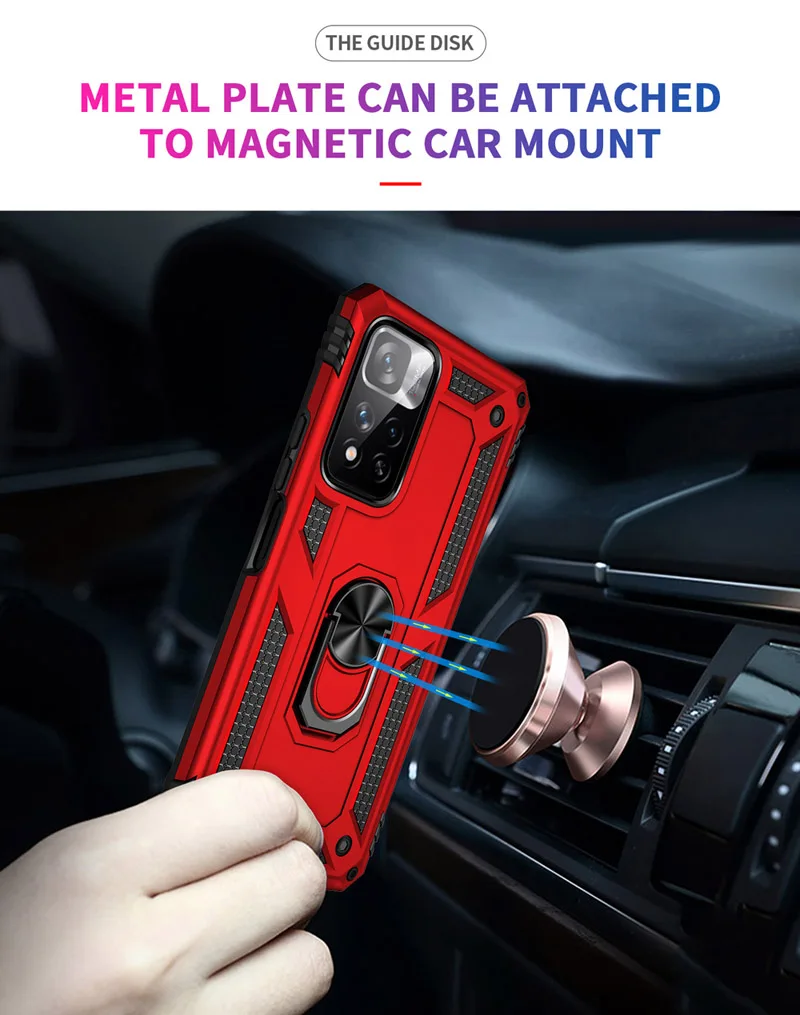 Stoßfestes Rüstungsgehäuse für Xiaomi Redmi Note 11 11S 11T 10 Pro 10T Mi 12 12X POCO X3 GT 10C M4 X4 5G F3 Holde Metallring_voghion.com