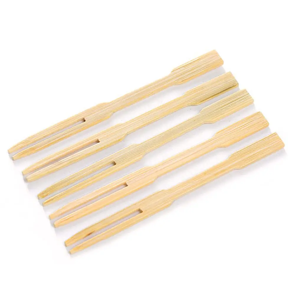 Mini Environmental Pastry Skewers 100Pcs Dessert Cherry Utensil Picks Disposable Party Bamboo Fruit Forks