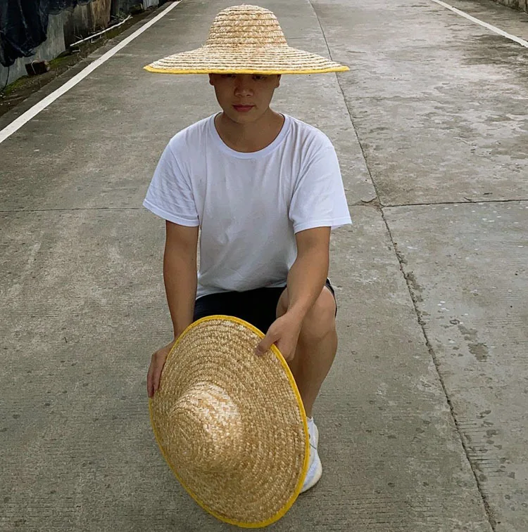 Farmers Large Straw Hat Wide Brim Straw Sun Hat Agricultural Large Sun-Proof Travel Male Construction Site Children Fishing