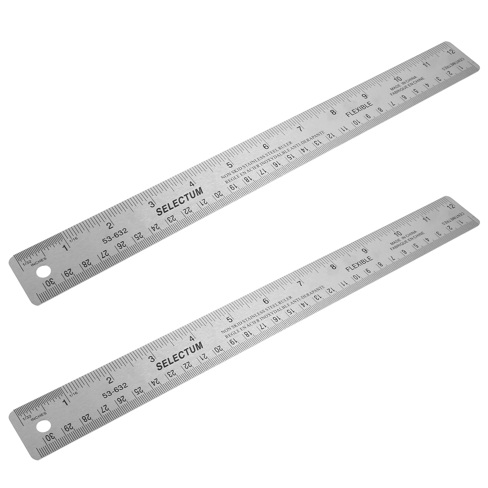 2 Pcs Cork Stainless Steel Ruler Precison Mechanic Tools Corked Rulers for Engineering Metal