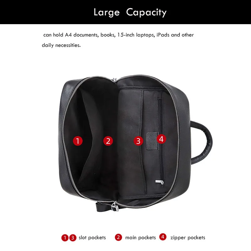 YIFANGZH  Backpack Men, Genuine Cowhide Ruckpack  Laptop 15.6 inch  School Daypack Travel Business Shoulder Bags