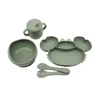 Baby Tableware Set Crab Compartment Plate with Silicone Easy to Wash Boilable Sterilized Baby Eating Training Tableware Set 5