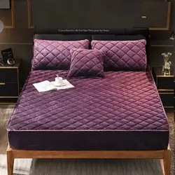 Luxurious Plush Quilted Mattress Cover - Warm & Soft Crystal Velvet - King/Queen Fitted Sheet. - King 76x80x12 inch (Dark Purple)