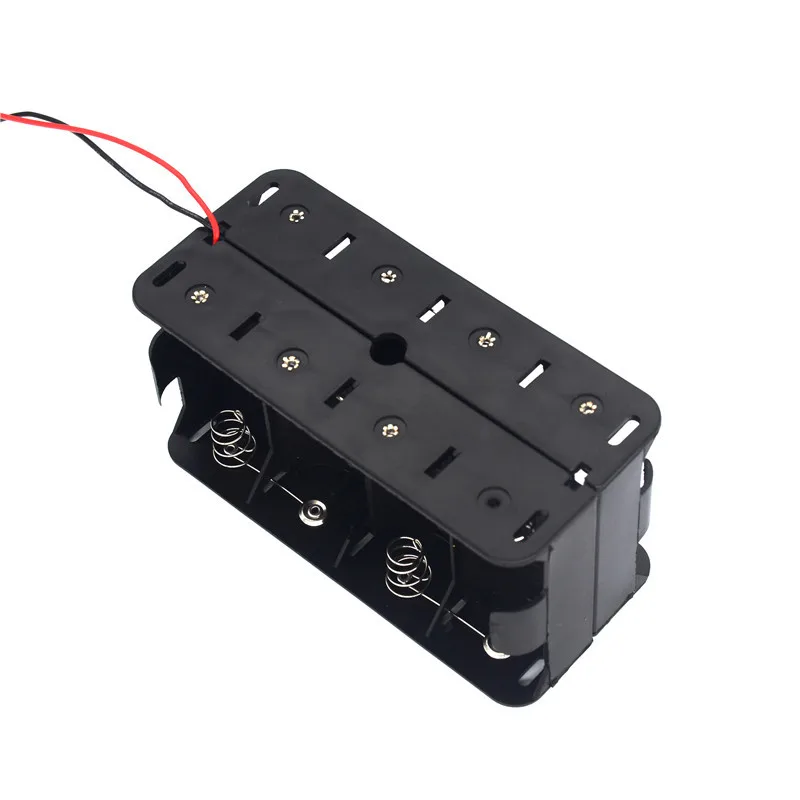 12V 8슬롯 D 사이즈 DIY 배터리 홀더 보관 케이스 박스, 뒤집어 놓는 형태의 컨테이너, 검정색 및 빨간색 전선 포함, 1.5V D형 배터리용