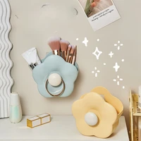 Flower Makeup Brush Storage Box Wall Mounted Household Bathroom Vanity Table Desktop Comb Toothbrush Shelf Cute Pen Holder 2